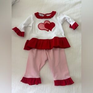 Magnolia Kids White, Red & Pink Heart Ruffled Matching Set